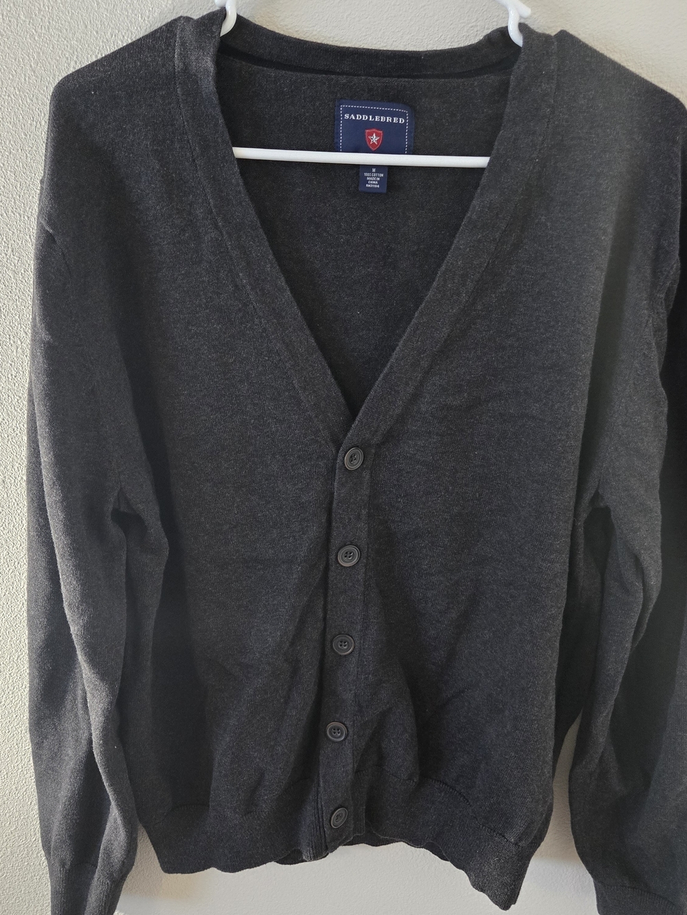 Saddlebred Dark Charcoal Button-Up V-Neck Cardigan
